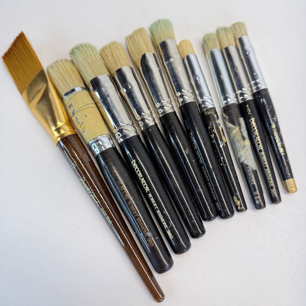 Robert Simmons Decorator 960 & Masters Touch Glaze Wash Paint Brush Lot 10 pc